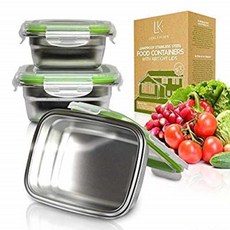 LILYS KITCHEN Set of 3 Stainless Steel Food Containers with Lifetime Leakproof Lids - Food Storage Box Reusable Great