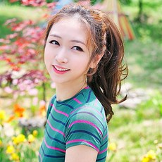 고운머리 묶음머리 집게가발 리버스테일 미디움 볼륨웨이브 포니테일 가발, 초코브라운, 1개