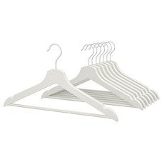 [이케아] 원목 나무 옷걸이 2세트 (16개) - 부메랑 / 흰색 내추럴 검정 / White Natural Black / Clothes Hanger - Bumerang, [흰색 White], 16개