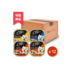 시저 100g x 48개(쇠고기와치즈12개+쇠고기12개+쇠고기와 참치 12개+쇠고기와 닭고기 12개)/강아지 캔 간식, 시저 100g x 48개(쇠고기와치즈12개+쇠고기12개, 48개