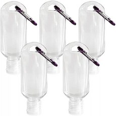 영국직배송 FIYUK 5PCS 50ml 리필 가능한 트래블 병 휴대형 손 세정제 용기 후크 캐러비너(후크 컬러 랜덤)가 있는 야외 학교, 1, 단일옵션