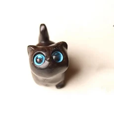 귀여운고양이 수제 귀여운 고양이 나무 조각 장식품 페인트 인형 탁상 장식 행운의 집 재미있는, [03] 3C