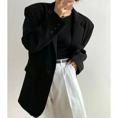 봄가을 그레이 정장 코트 여성 고급 디자인 캐주얼 정장 상의 QOYO