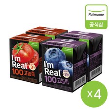 [G][풀무원] 아임리얼 100 고농축 블루베리2개+토마토2개 (120mlx4개 4개), 120ml