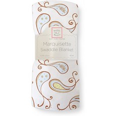 SwaddleDesigns Marquisette Swaddling 담요 프리미엄 코튼 모슬린 파스텔 블루 페이즐리, 단일옵션