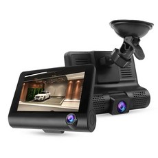 차량용 DVR 대시캠 FHD1080P 비디오 레코더 백미러 대시 캠 전면 및 후면 내부 3 렌즈 카메라 자동차 블랙 박스 4 인치, 01 Black_03 아무도