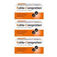 Kohle Compretten 콜레 콤프레텐 먹는 숯 60정 3박스 독소배출 독일 직배송, 3개