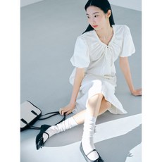 에잇세컨즈 넥 셔링 원피스 - 화이트