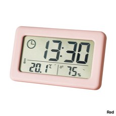 Large LCD Digital Thermometer Hygrometer Clock Indoor Temperature Sensor Humidity Meter Thermometer, 빨간, 레드, 1개