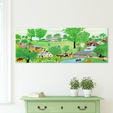 인테리어 명화 와이드형 캔버스액자 그랜드마 모지스봄 날 Spring time 1953, 와이드 소형 106x40cm, 1개