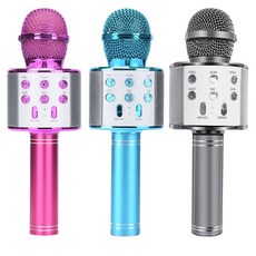 블루투스 무선 핸드 헬드 마이크 휴대용 가라오케 USB 전문 MIKROFON 스피커 홈 KTV 라디오 스튜디오 WS858, 1개, Gold