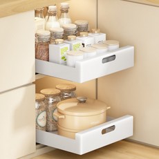 비블로아 슬라이딩 주방서랍 수납장 하부장 정리대 레일 서랍장, 25cm, 블랙