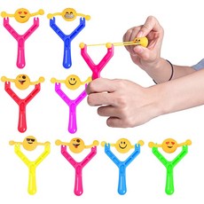 12Pcs Emoji Slingshot 장난감 플라스틱 발사기와 고무 스트레치 플릭킹 발사기 장난감 재미있는 손가락 날리기 장난감, 상세페이지 참조