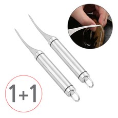 [1+1] (스텐 새우칼 E타입 1P + 1P) 새우 내장 껍질 까기 제거 손질 가재 랍스타 껍질가위 칼, 실버, 2개