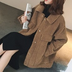 짝꿍닷컴 청자켓 양털 뽀글이 아우터 카라 자켓