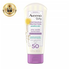Aveeno Baby 아비노 베이비 프로텍션 미네랄 선스크린 로션 민감성 SPF 50 여행용 3 fl. oz X 2세트, 1개