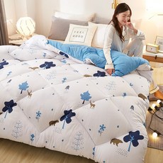 차렵이불 10근이불 이불심 두꺼운 보온 더블 겨울 기숙사 싱글 학생 에어컨 봄가을 전체면이불, C15-삼림 푸른