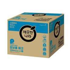 깨끗한나라 에코 점보롤 화장지 250m 4롤 4팩, 4개입, 4개
