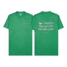 스포티앤리치 [라벨루쏘] [스포티앤리치] LA RACQUET CLUB T SHIRT VERDE WHITE 로고 코튼 반팔 티셔츠