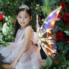 단다니 움직이는 LED 요정 날개 나비 천사 할로윈 생일 파티 강아지 어린이 소품, 1개