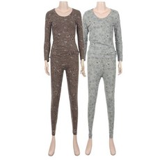 [갤러리아] 비비안[비비안]면 멜란꽃나염 여성 9부 내의 2종세트(LG9251S BR GREY)