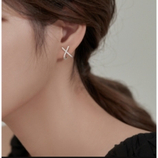 [925 Silver] 블링 엑스 이어링 데일리 귀걸이 베이직 모던 우아한 정장 오피스 포인트 심플한 실버 은 주얼리