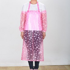 라지 수산 해물 껍질 둘레 허리 두꺼운 PVC 키친 방지 텔라스오일 식료품 음식 작업복, 바칸디핑크 두꺼운 별 PVC 앞치마
