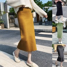 도매타운 당일발송 골지 롱스커트 H라인 슬림핏 소프트밴딩 4종 YJK119