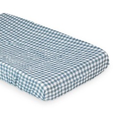 Lulujo 부드러운 면 아기 교체 패드 커버 물고기, Navy Gingham