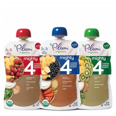 Plum Organics Mighty 4 Organic Toddler Food 플럼 오가닉 4단계 유기농 버라이어티 팩 4oz(113g) 18팩, 혼합