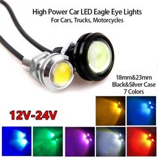 무드등 앰비언트 라이트 AEING-자동차 스타일링 방수 화이트 이글 아이 LED 주간 주행등 1x18MM 23mm 12V 24V DRL 백업 후진 주차 램프 145479, Pink _12V | 23MM | Black Shell, 1개