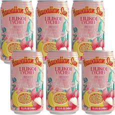 Hawaiian Sun Drink - Lilikoi Lychee (11.5액량 x 6캔) 트로피컬 리프레싱 주스, Hawaiian Sun Drink - Lilikoi L, 6개, 340ml