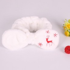 귀여운 토끼 귀 머리띠 큰 활 탄성 헤어 밴드 산호 양털 헤어 밴드 크리스마스 새끼 사슴 인쇄 헤어 리본 페이스 워시 메이크업|여성 헤어 액세서리|