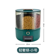회전쌀통 잡곡통 회전 360도 밀폐 보관통 캐릭터 화이트 10KG 귀여운 디스펜서, 연두색 20근 가능 회전 미끄럼 노카미, 1개
