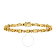 Amour 아머 81/10 CT TGW Ovalcut Citrine 담황색 and Diamond 디이아몬드 Accent Tennis 테니스 Bracelet 팔찌 In Yellow