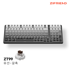 ZIFRIEND ZT99 LED 그라데이션 유선 기계식 게이밍 키보드 핫스왑 저소음 갈축 적축 측각 정각 가스켓구조 PBT키캡 99키, 그레이-정각-상단LED-갈축 - zidooz9x