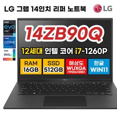 LG전자 2022 그램14 12세대 14ZD90Q-GX50K WIN11 PRO 정품설치 한컴팩 포함, 8GB, 256GB, 코어i5, 화이트