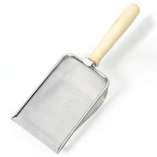 금속 메쉬 고양이 쓰레기 그물 삽 파충류 나무 손잡이 모래 삽 배설물 청소 애완 동물 청소 도구, 1개, 2) Cat litter scoop - 10-2.0mm