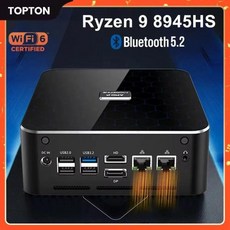 게이밍 미니 PC Topton AMD AI M600 Rzyen 9 8945HS R5 8645HS 2xDDR5 0 2x2.5G LAN 윈도우 11 데스크탑 컴퓨터 게이머 WiFi, 없음, 없음, 15) No Ram No Storage - Ryzen