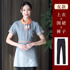 바리몰 호텔 고급 회소 티 다락 음식점 레스토랑 인쇄 LOGO 스타일리시 여성 PK체스자수, L LY 스몰 칼라 반팔 여성 타바스그레