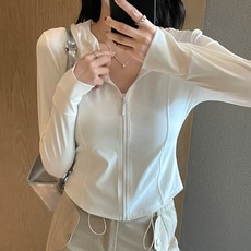 허블리 자외선차단 여성 여름 쿨링 릴렉스핏 후드집업, 화이트