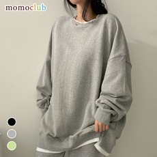 모모클럽 여성맨투맨 기모 오버핏 긴팔 레이어드 맨투맨 티셔츠