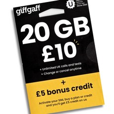 GiffGaff United Kingdom PAYG SIM Card for Visiting GiffGaff 영국 PAYG SIM 카드 영국 및 유럽 방문용 5£ 보너스 미국에 있, 1개, 3-in-1 Micro Nano Mini