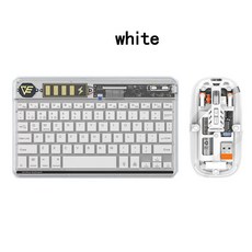 무선 키보드 마우스 콤보 충전식 투명 쉘 블루투스 키트 노트북 태블릿 PC 사무실 마우스용, White, 한개옵션1