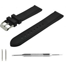 Benchmark Straps 바느질과 벤치 마크 스트랩 실리콘 시계 밴드 블랙 러버 스트랩 - 18 20 22 및 24mm