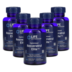 멀티구성 Lfie 라이프 Extension 익스텐션 옵티마이즈드 Resveratrol 레스베라트롤 엘리트 베지캡슐 60정 피세틴 바이오 퀘르세틴, 5개