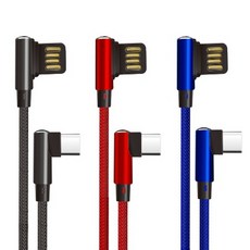 니녹 USB C타입 ㄱ자 고속충전 케이블 배그게임용 25cm 1m 2m 3m, 2m 블랙, 1개