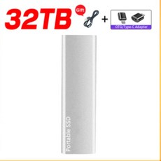 휴대용 외장 하드 드라이브 1TB 2TB 모바일 솔리드 스테이트 USB 3.1 디스크 SSD 노트북 맥, 05 Silver 32TB - 8thdd