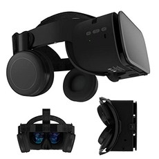 iOS 내장 컨트롤러가있는 3D 가상 현실 헤드셋 3D VR 안경 뷰어 iPhone 12 11 Pro Max Mini X R S 8 7 Samsung Galaxy S10 S9 S8 S7 Edge Note A 1098 기타 4.7-6.2 휴대폰 검정색, 본상품