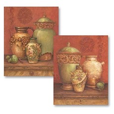 【赫48】 Gango Home Decor 토스카나 항아리 I 빈티지 그리스 및 꽃병 두 개의 8x10 포스터 인쇄 MI_C721